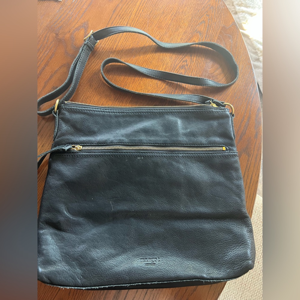 Margot Black Leather Crossbody Bag